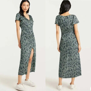 NEW Cinq a Sept Kacydie Dark Emerald Multi Swirl Midi Dress w Slit Size 12
